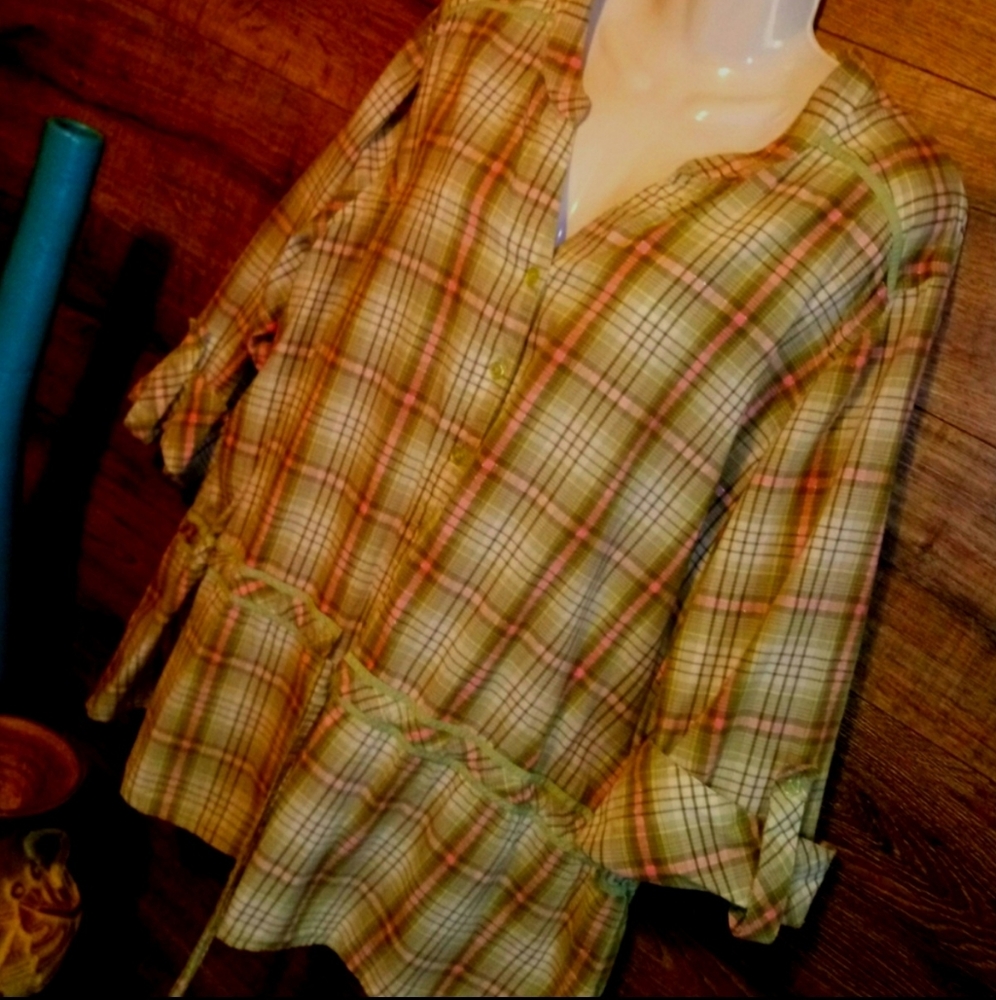 Denim & Co Top Size 3X High Low Shark bite Hem New - Picture 5 of 12